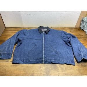 Vintage Sears Work'n Leisure Detroit Style Denim Blanket Lined Jacket 3XL